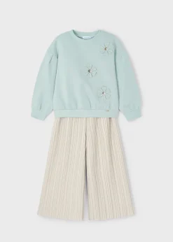 Mayoral Girl Sweatshirt with Pleated Pants Set