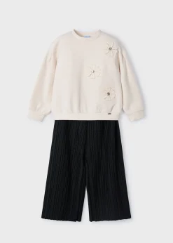Mayoral Girl Sweatshirt with Pleated Pants Set