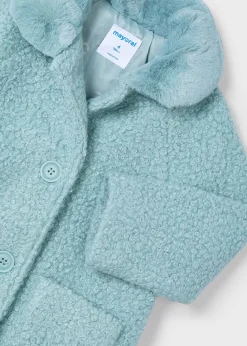 Mayoral Girl Teddy Coat with Faux Fur Collar