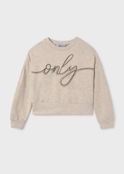 Mayoral Girl Text Print Sweatshirt