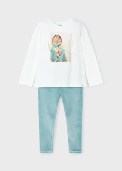 Mayoral Girl T-Shirt and Velvet Leggings Set