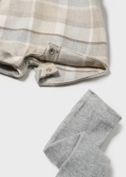 BOY Mayoral Newborn 3 Piece Checked Dungarees Set