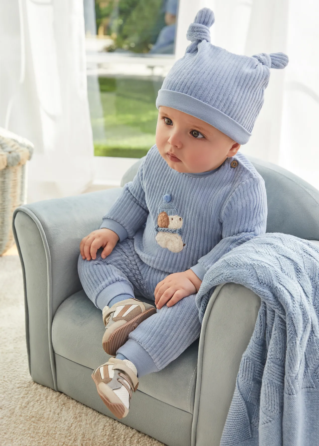 BOY Mayoral Newborn 3 Piece Corduroy Set
