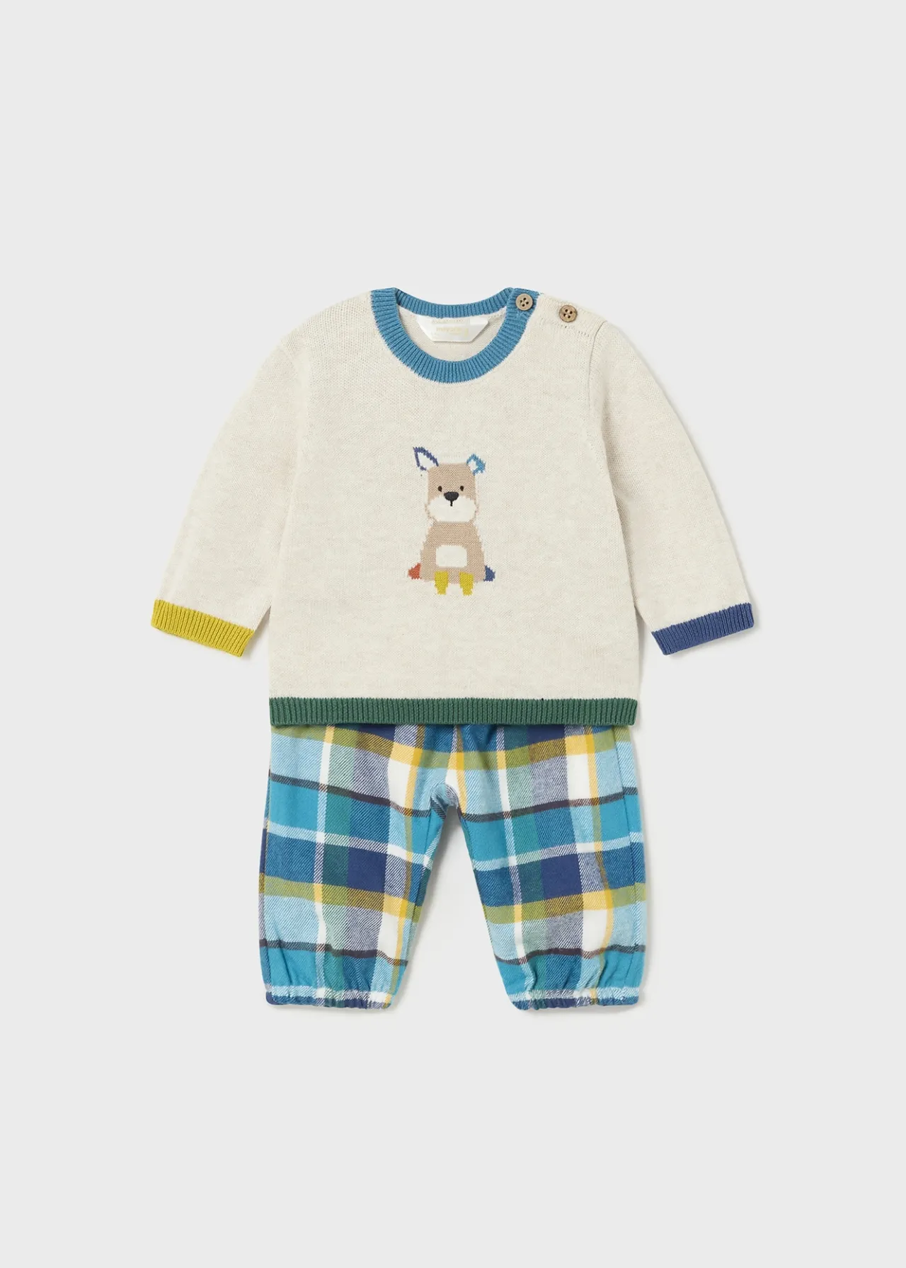 BOY Mayoral Newborn Animal Sweater and Pants Set