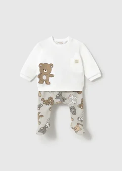 BOY Mayoral Newborn Bear Print Pants and Hoodie Set