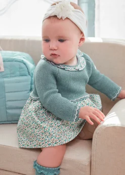 Mayoral Newborn Combined Knit Dress