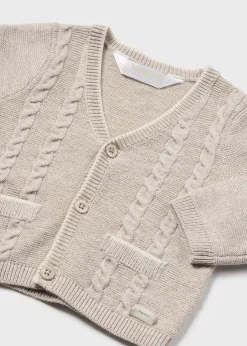 BOY Mayoral Newborn Contrast Knit Cardigan