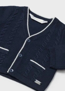 BOY Mayoral Newborn Contrast Knit Cardigan