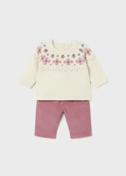 Mayoral Newborn Corduroy Pants and Sweater Set