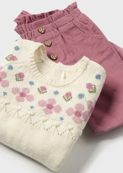 Mayoral Newborn Corduroy Pants and Sweater Set
