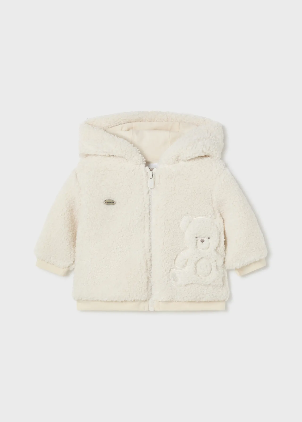 BOY Mayoral Newborn Faux Sheepskin Zip Hoodie