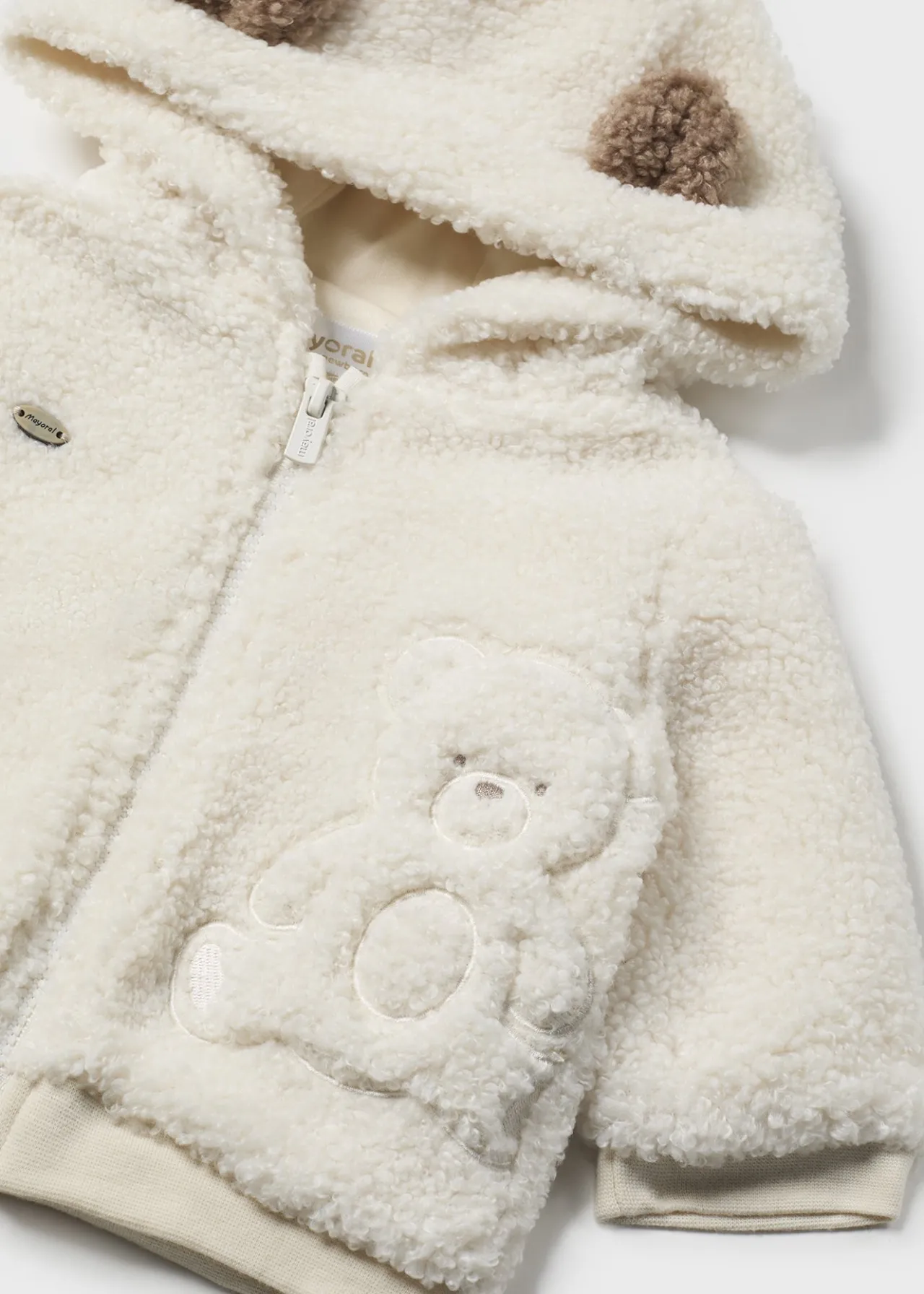 BOY Mayoral Newborn Faux Sheepskin Zip Hoodie