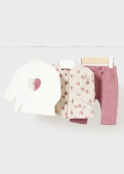 Mayoral Newborn Girl 3 Piece Heart Set