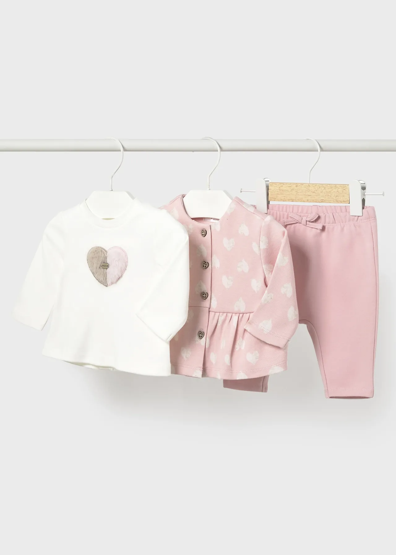 Mayoral Newborn Girl 3 Piece Heart Set