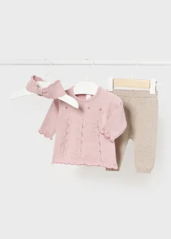 Mayoral Newborn Girl 3 Piece Knit Set
