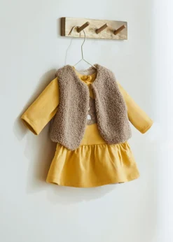 Mayoral Newborn Girl 3 Piece Set with Faux Fur Vest