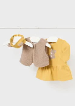 Mayoral Newborn Girl 3 Piece Set with Faux Fur Vest