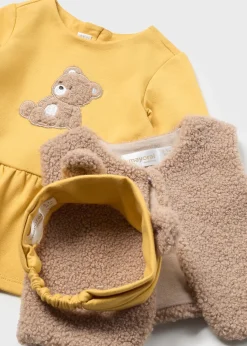 Mayoral Newborn Girl 3 Piece Set with Faux Fur Vest