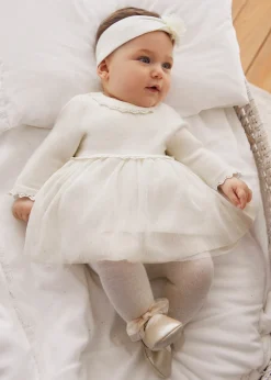 Mayoral Newborn Girl Combined Glitter Tulle Dress