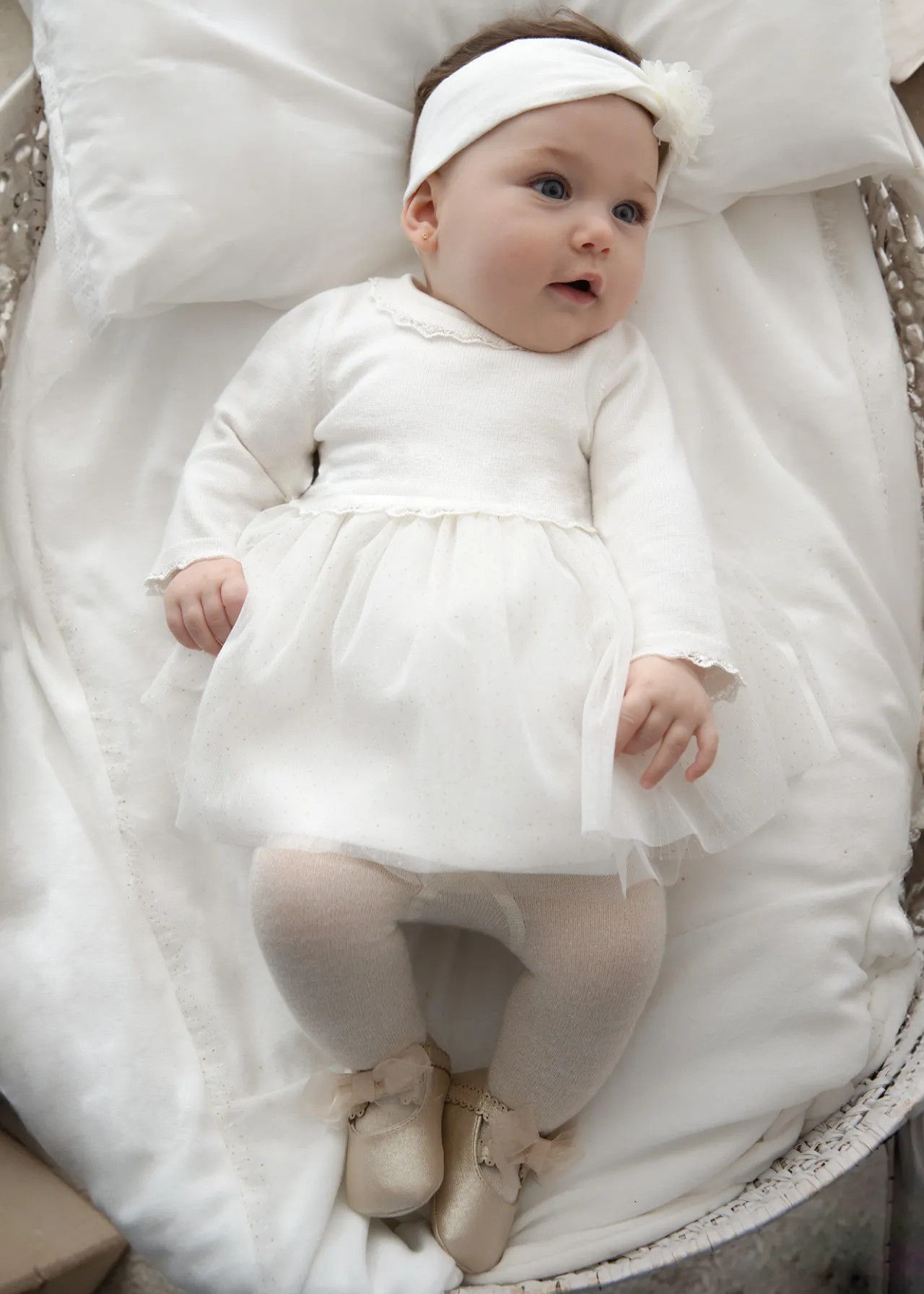 Mayoral Newborn Girl Combined Glitter Tulle Dress