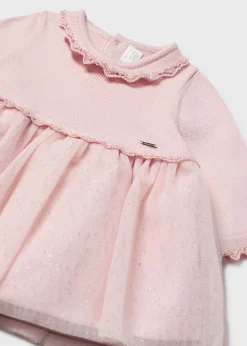 Mayoral Newborn Girl Combined Glitter Tulle Dress