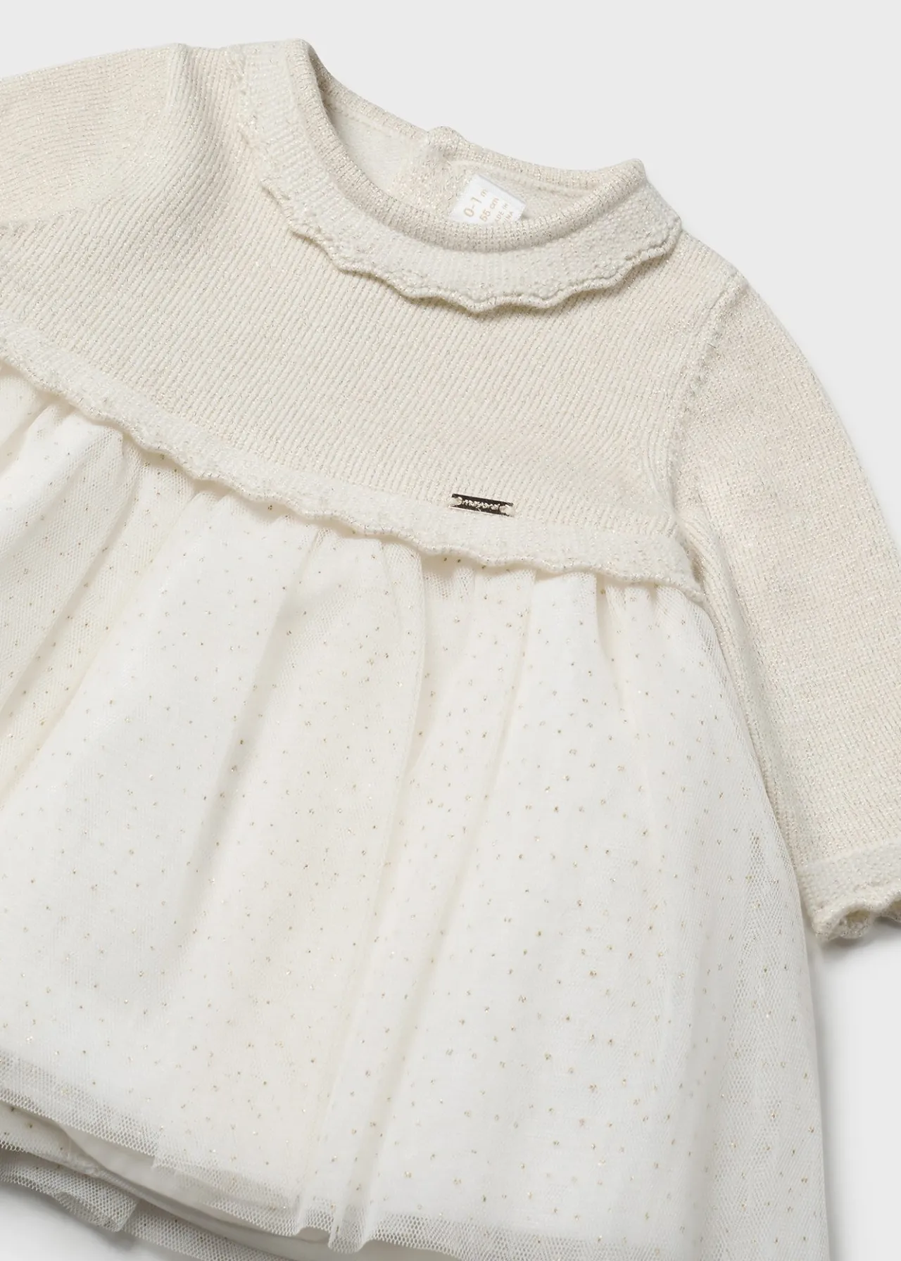 Mayoral Newborn Girl Combined Glitter Tulle Dress