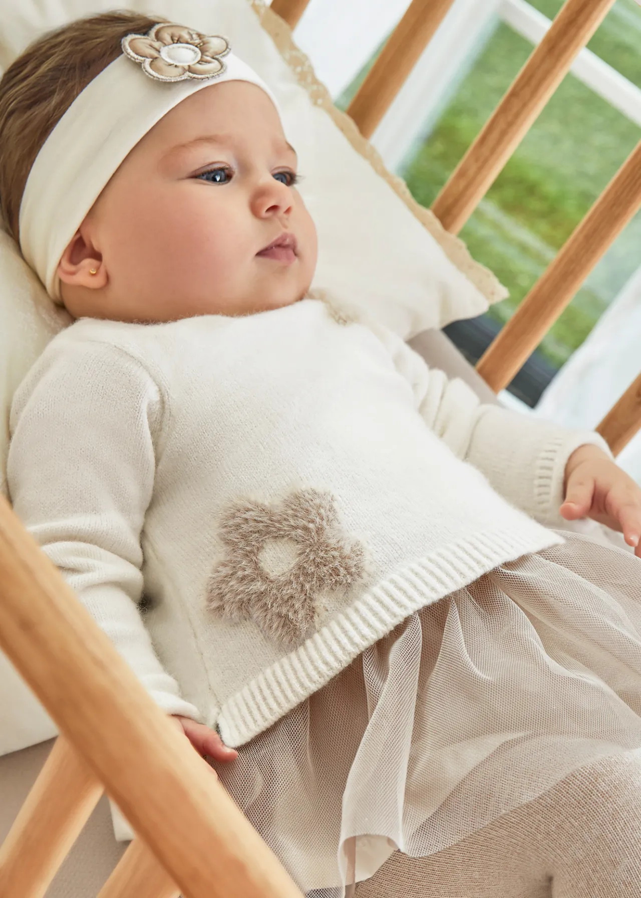Mayoral Newborn Girl Combined Tulle Dress
