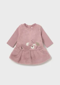 Mayoral Newborn Girl Faux Fur Dress with Headband