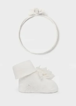 Mayoral Newborn Girl Headband and Socks Set