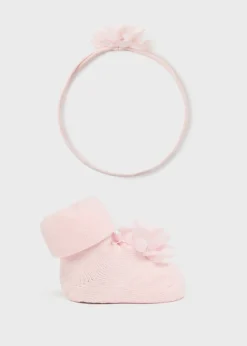 Mayoral Newborn Girl Headband and Socks Set