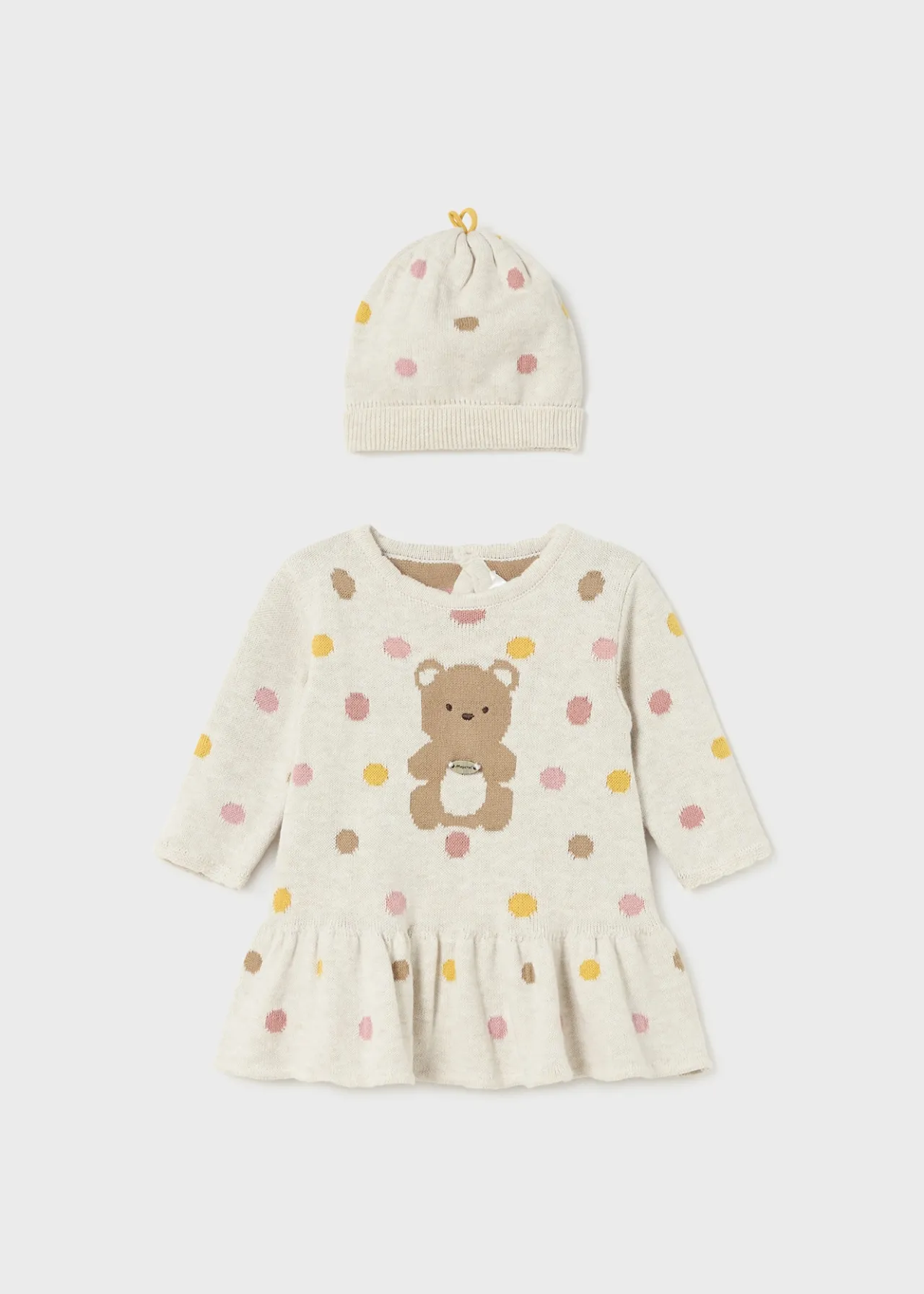 Mayoral Newborn Girl Knit Dress with Hat