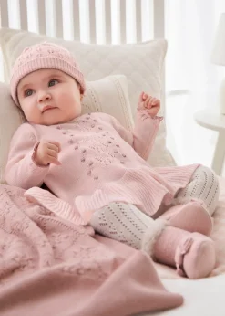 Mayoral Newborn Girl Knit Dress with Hat