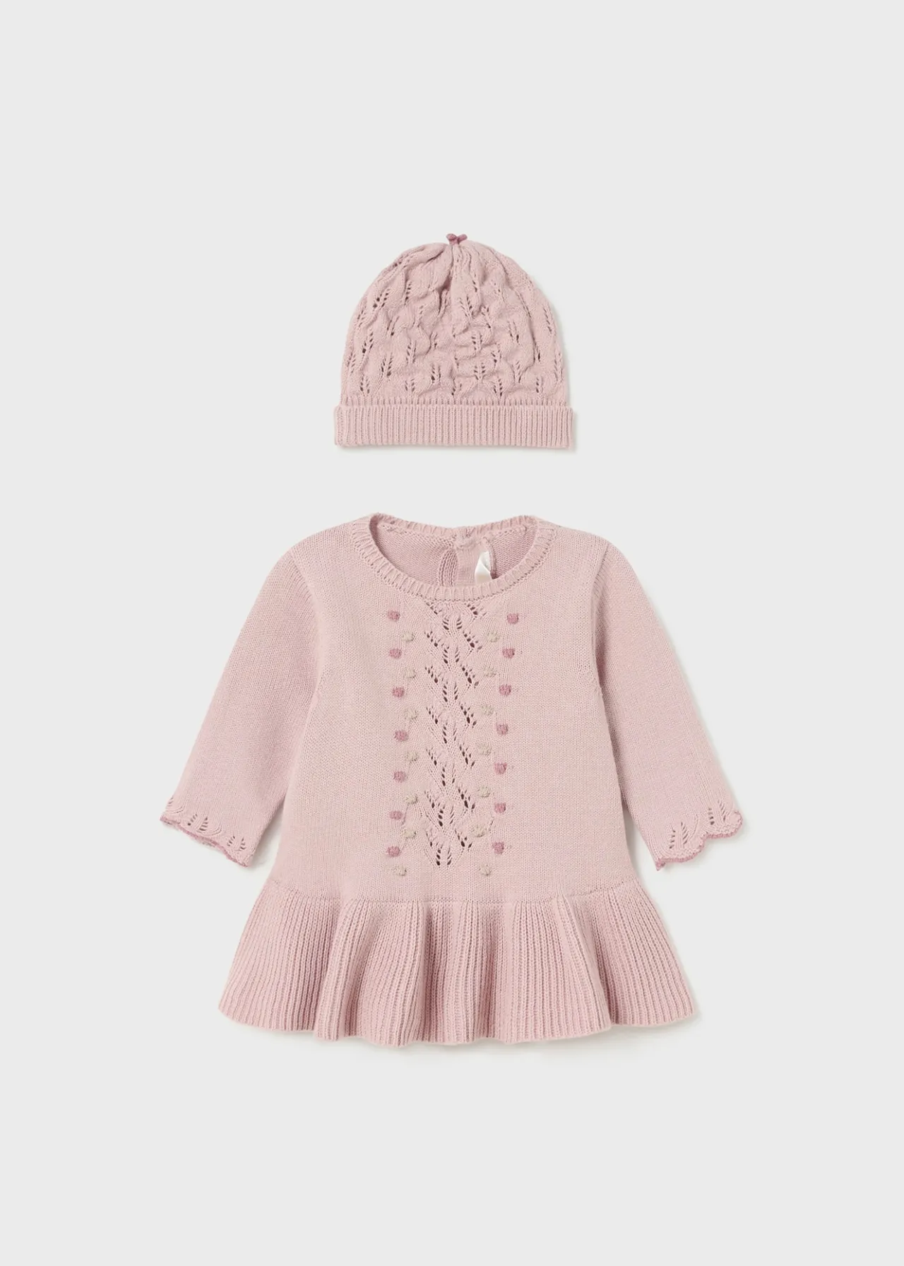 Mayoral Newborn Girl Knit Dress with Hat
