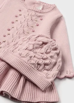 Mayoral Newborn Girl Knit Dress with Hat
