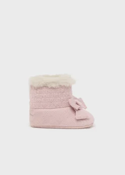 Mayoral Newborn Girl Knit Fur Boots