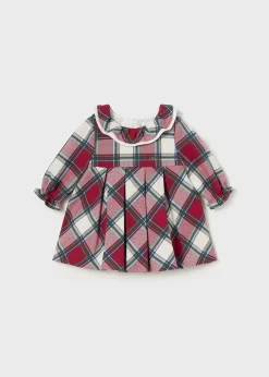 Mayoral Newborn Girl Tartan Ruffle Neck Dress