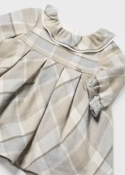 Mayoral Newborn Girl Tartan Ruffle Neck Dress