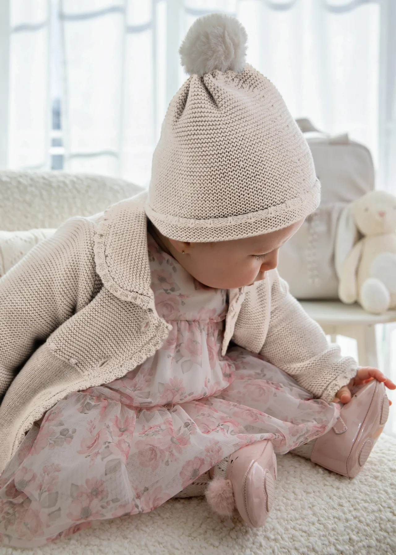 Mayoral Newborn Knit Coat with Hat
