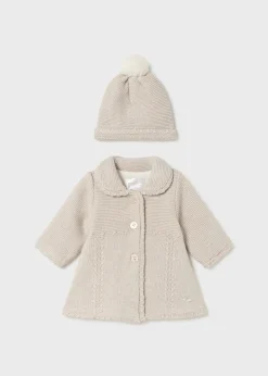 Mayoral Newborn Knit Coat with Hat