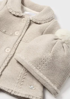 Mayoral Newborn Knit Coat with Hat