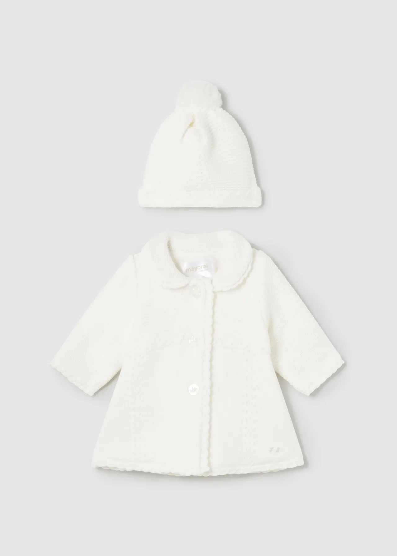 Mayoral Newborn Knit Coat with Hat