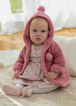 Mayoral Newborn Knit Faux Fur Jacket