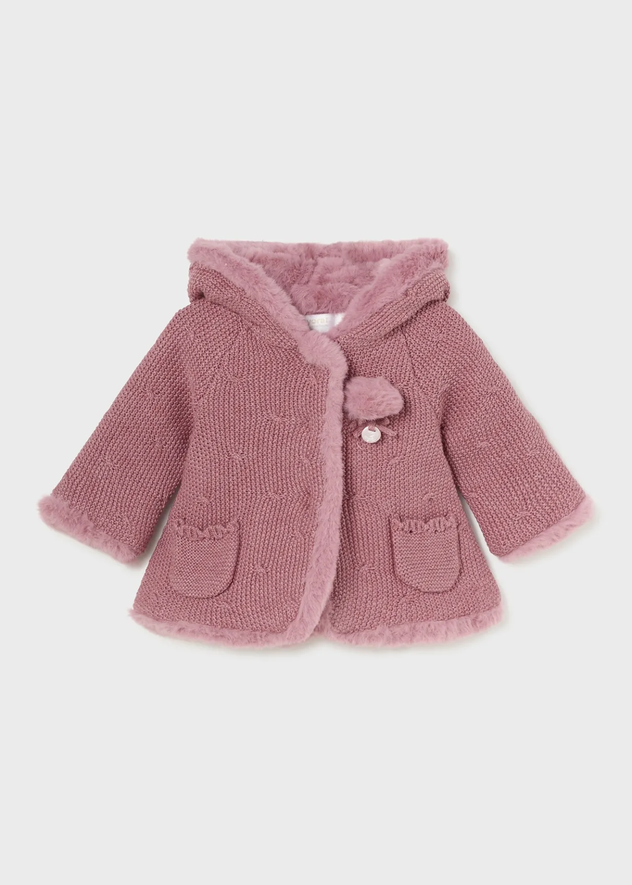 Mayoral Newborn Knit Faux Fur Jacket