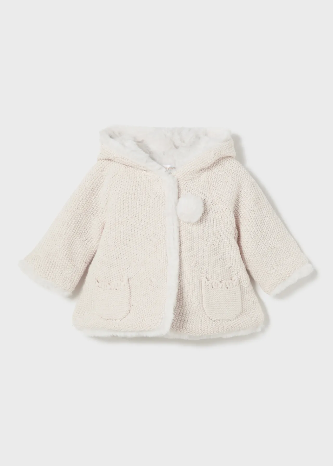 Mayoral Newborn Knit Faux Fur Jacket