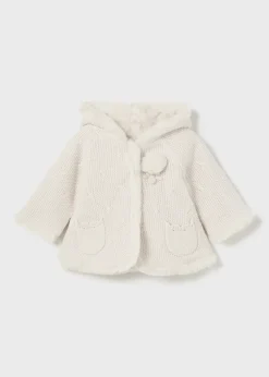 Mayoral Newborn Knit Faux Fur Jacket