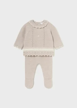 Mayoral Newborn Knit Sweater and Footed Pant Set