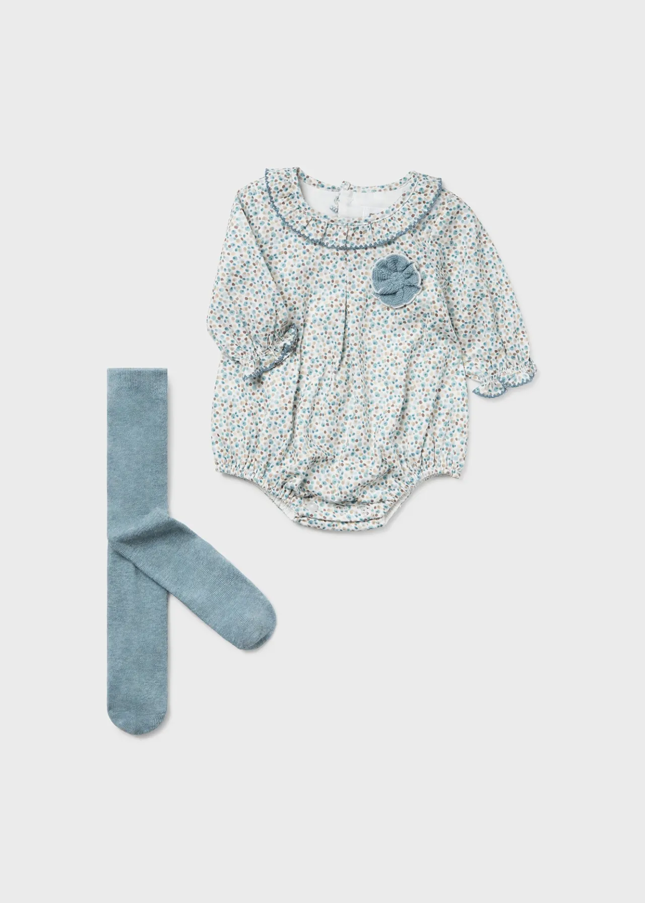 Mayoral Newborn Leggings and Floral Romper Set