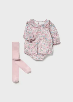 Mayoral Newborn Leggings and Floral Romper Set