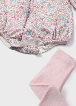 Mayoral Newborn Leggings and Floral Romper Set