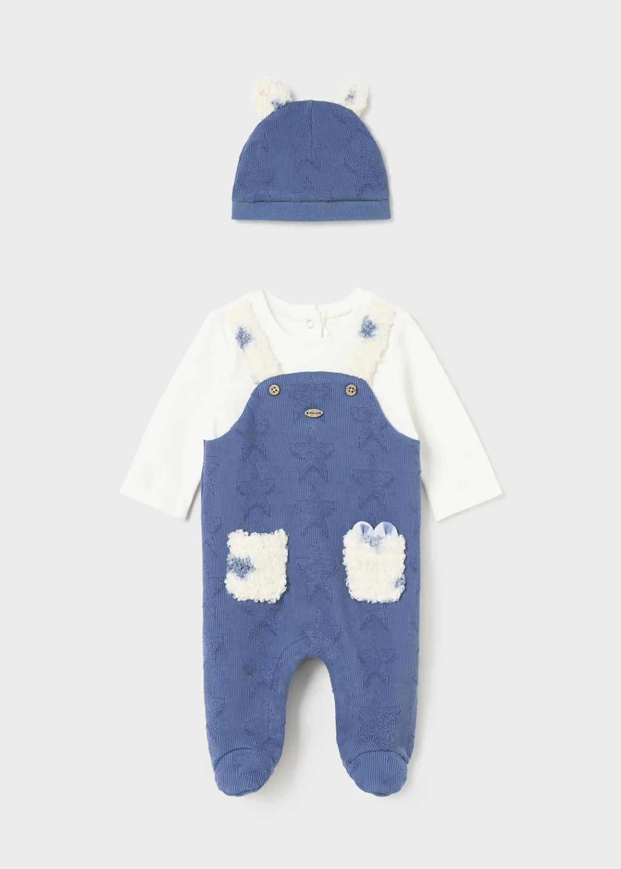 BOY Mayoral Newborn One-Piece and Hat with Ears